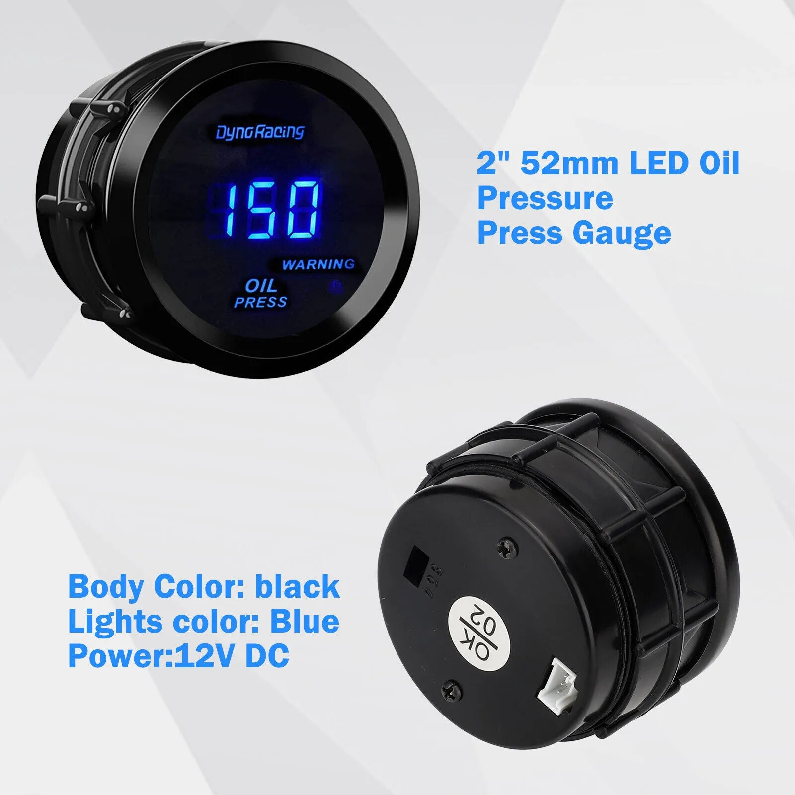 2inch 52mm LED Oil Pressure Gauge Digital Display Instrument with