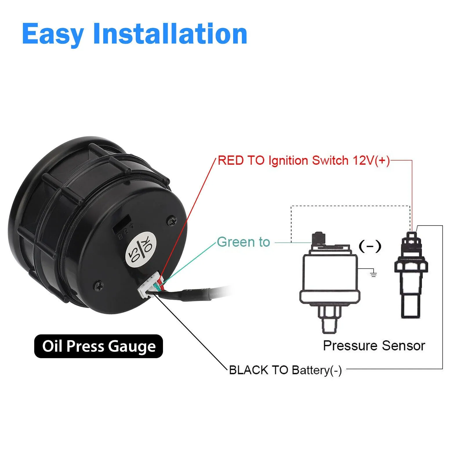2inch 52mm LED Oil Pressure Gauge Digital Display Instrument with