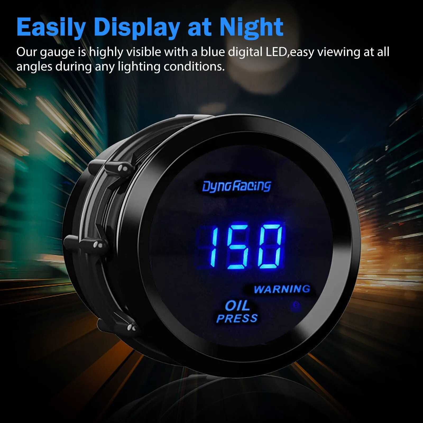2inch 52mm LED Oil Pressure Gauge Digital Display Instrument with