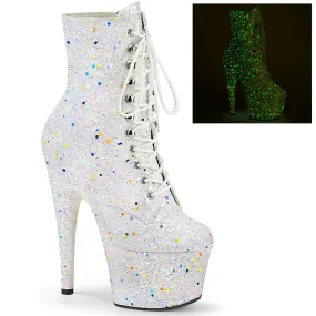 Adore 1020GDLG White UV Glitter Platform Ankle Boots 7"High Heels Direct
