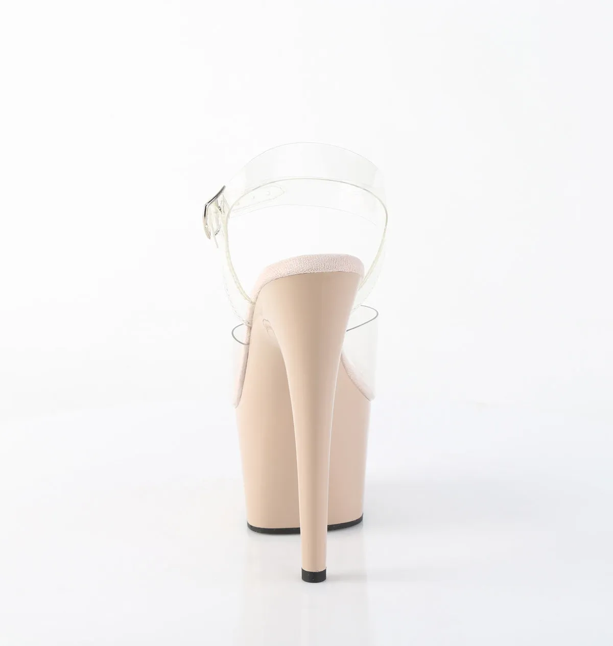 Adore 708 Clear Upper Ankle Strap 7" Heel Nude Platform Shoes -Direct