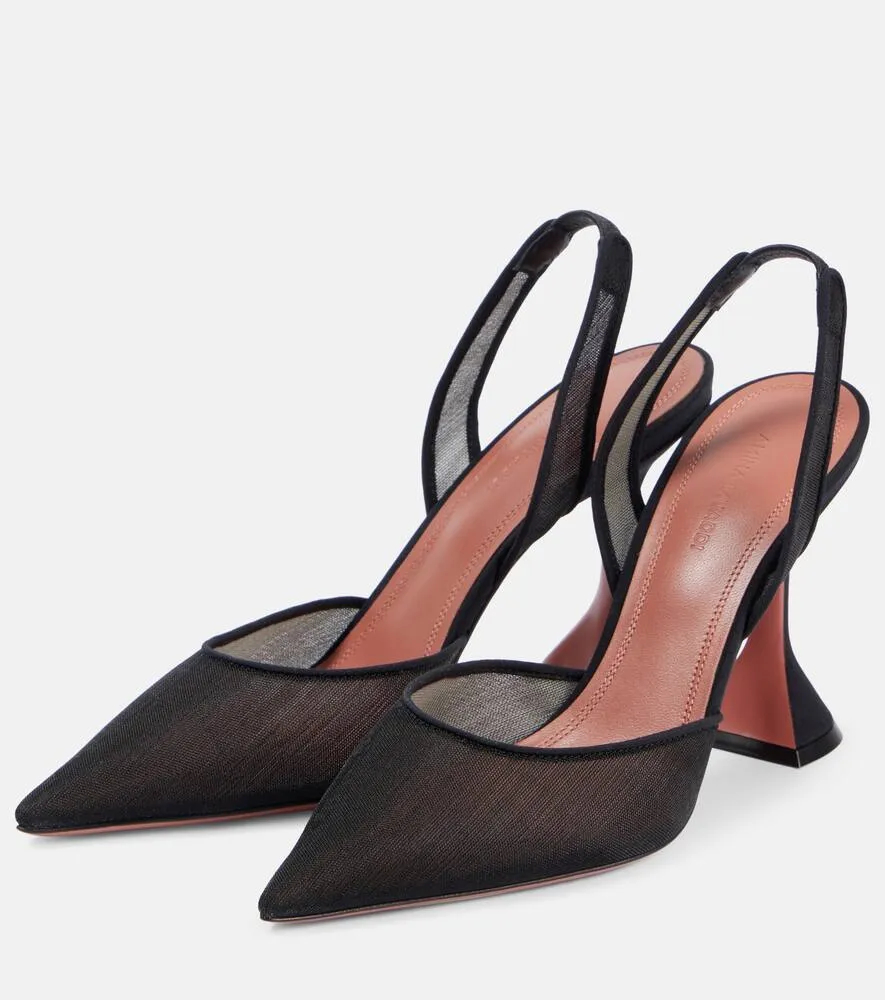 Amina Muaddi Holli mesh slingback pumps