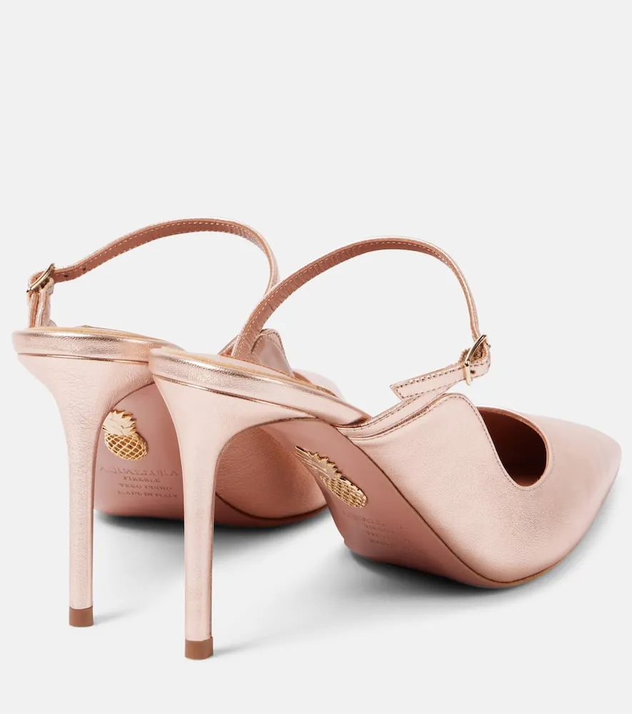 Aquazzura Bellezza 85 metallic leather mules