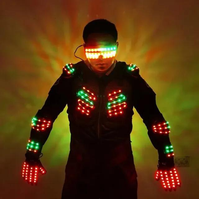 Bar DJ MC Performance Robot Men Suit Led Costumes Ballroom Wears