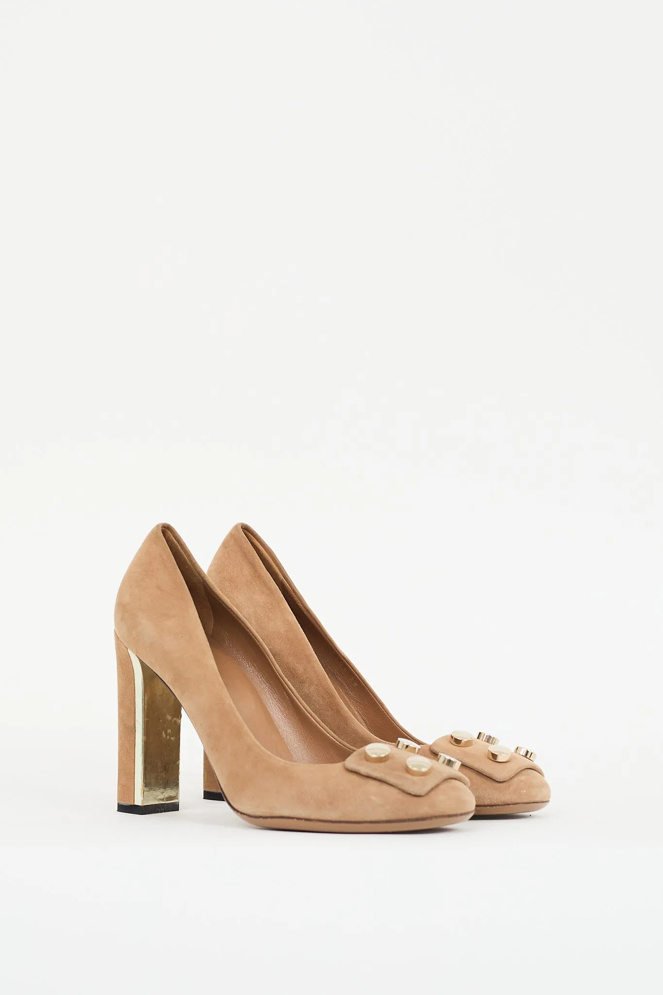 Beige & Gold Suede Audrey Pump