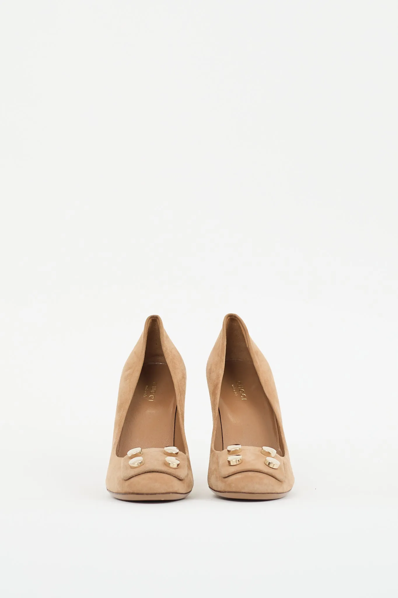Beige & Gold Suede Audrey Pump
