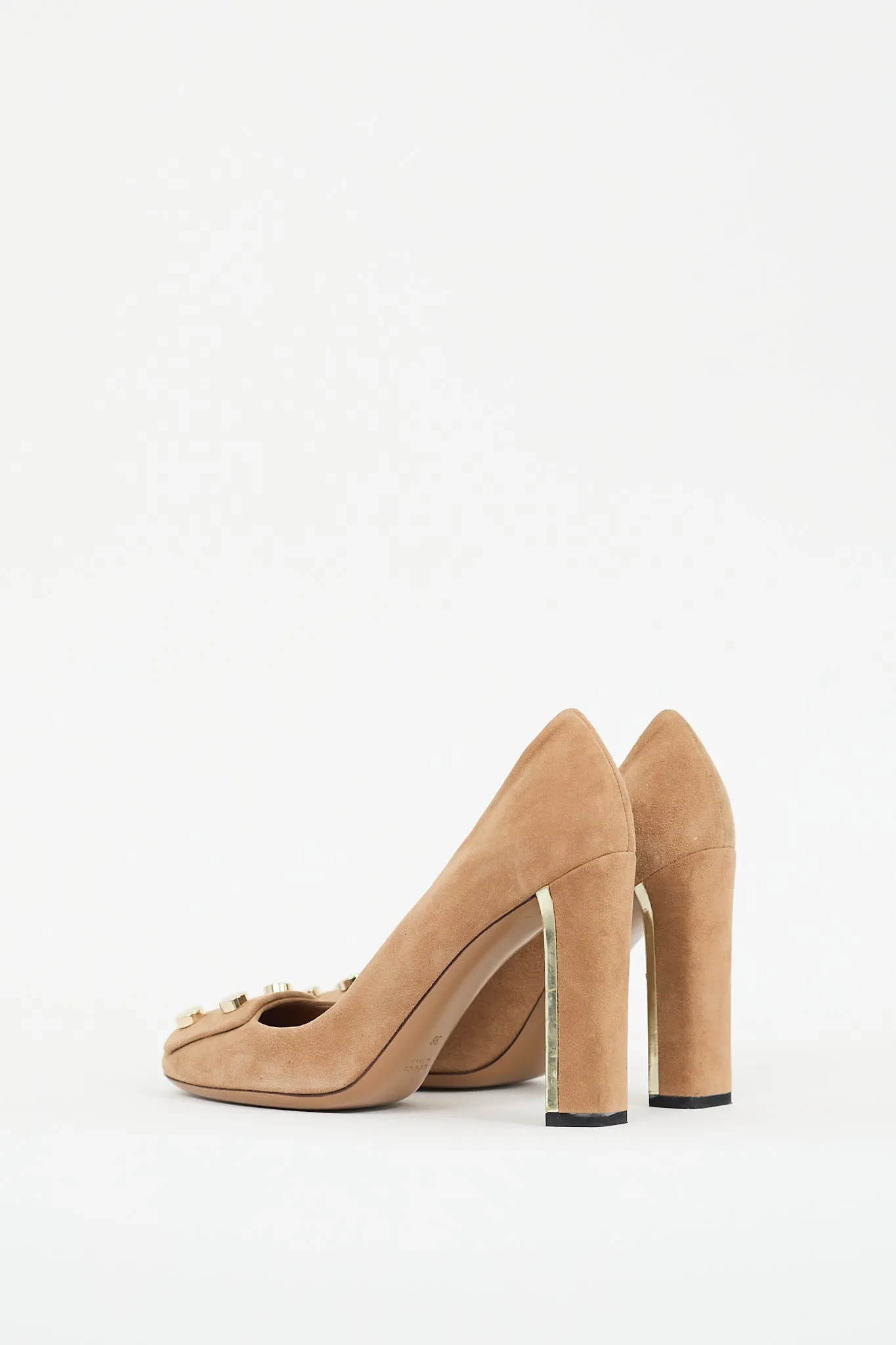 Beige & Gold Suede Audrey Pump