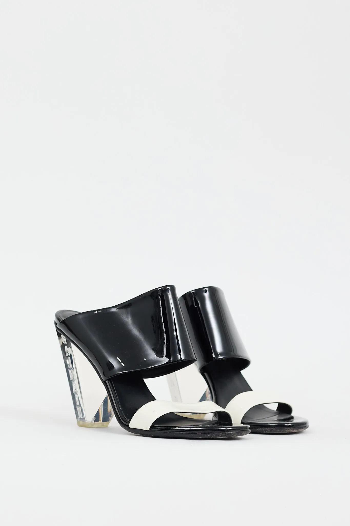 Black & White Patent Lory Logo Heel