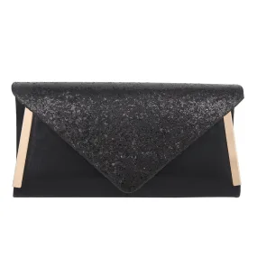 Black Glitter Evening Clutch Bag