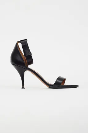 Black Leather Ankle Strap Heel
