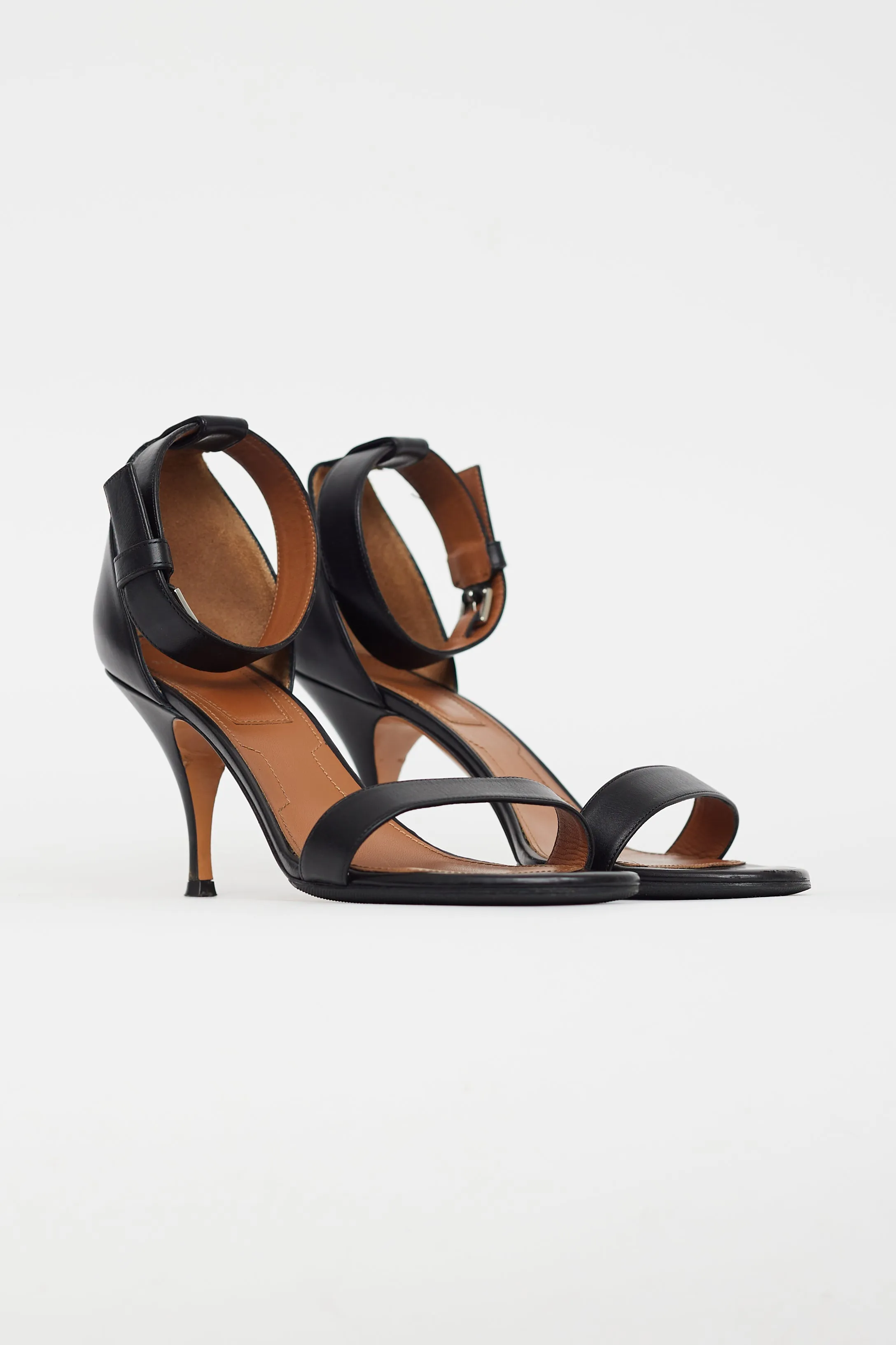 Black Leather Ankle Strap Heel