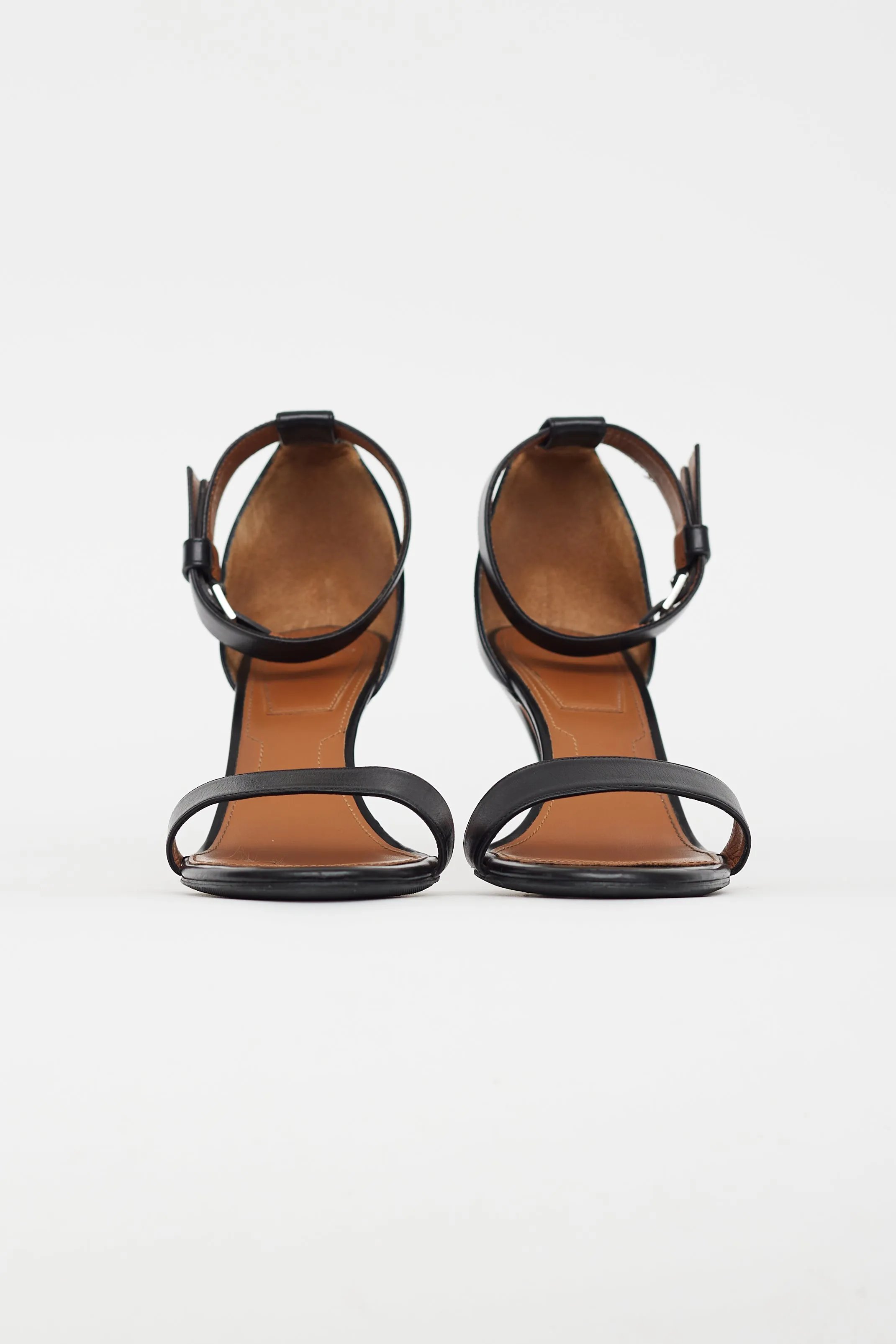 Black Leather Ankle Strap Heel