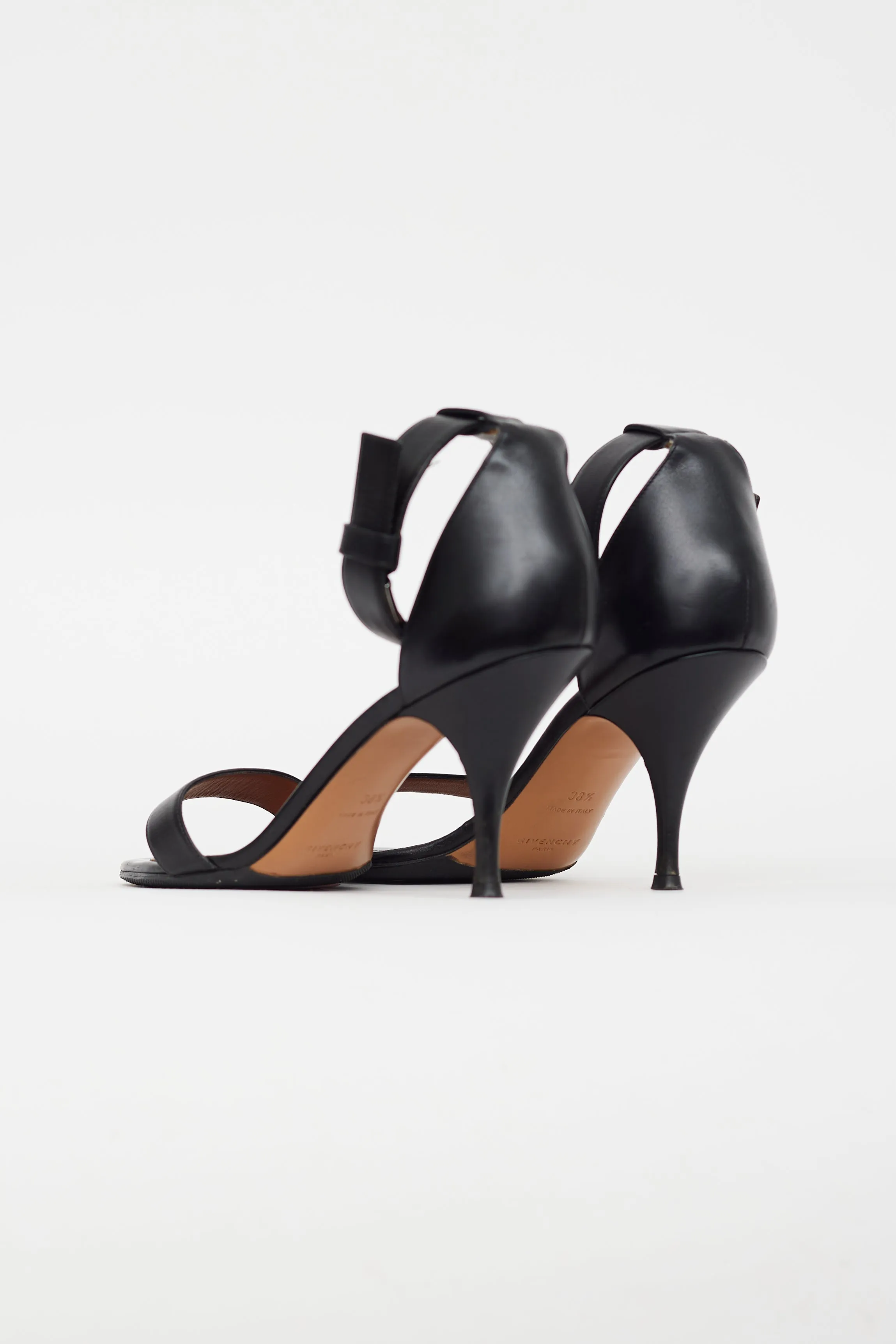 Black Leather Ankle Strap Heel