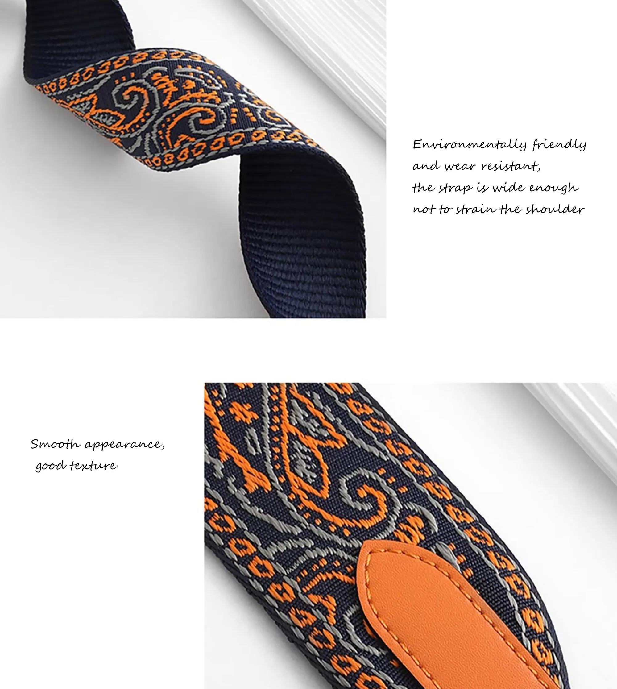Boho Vintage Style Wide Crossbody Strap – Personalized, Ethnic-Inspired, Pressure-Relief Adjustable Bag Strap