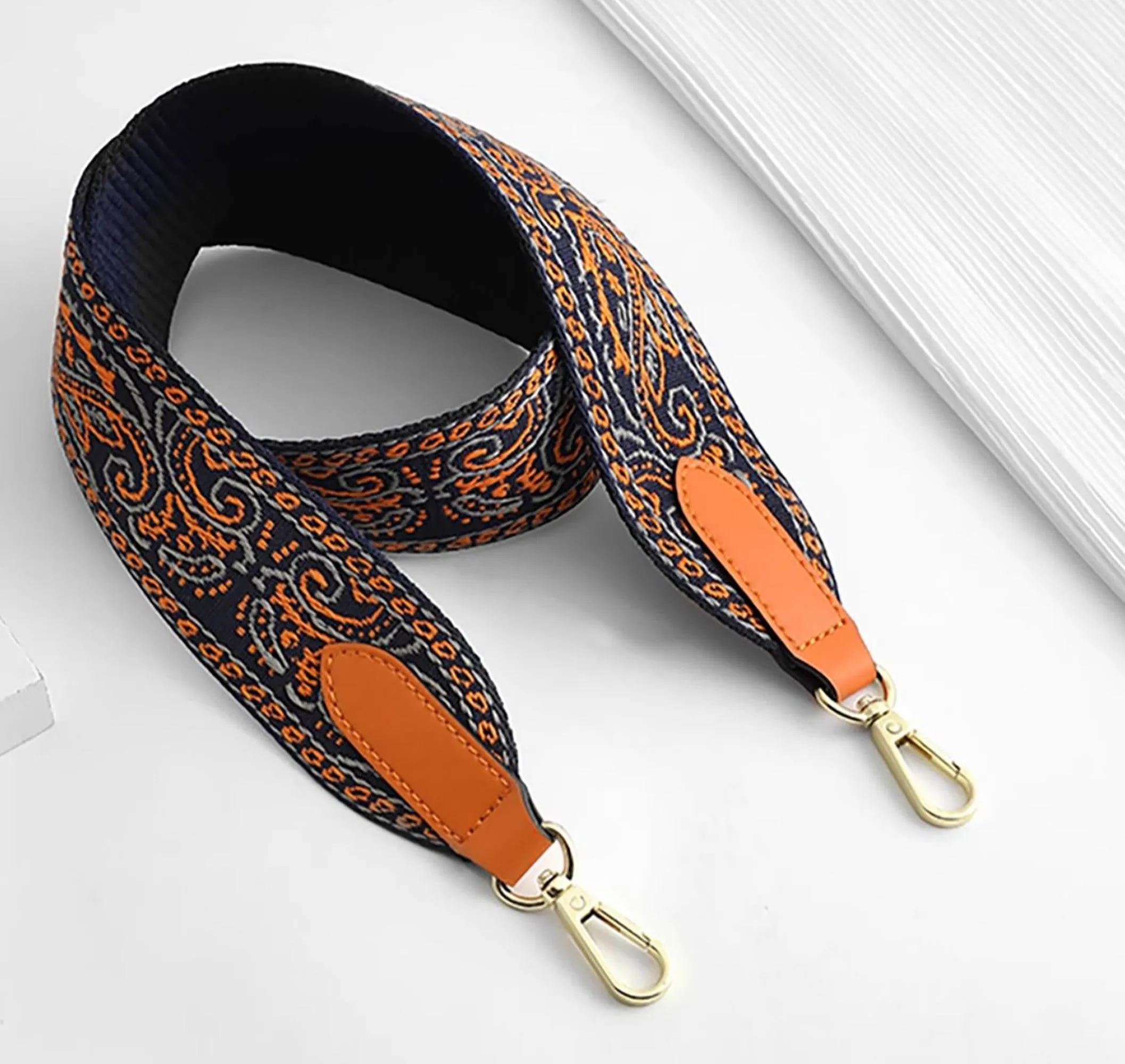 Boho Vintage Style Wide Crossbody Strap – Personalized, Ethnic-Inspired, Pressure-Relief Adjustable Bag Strap