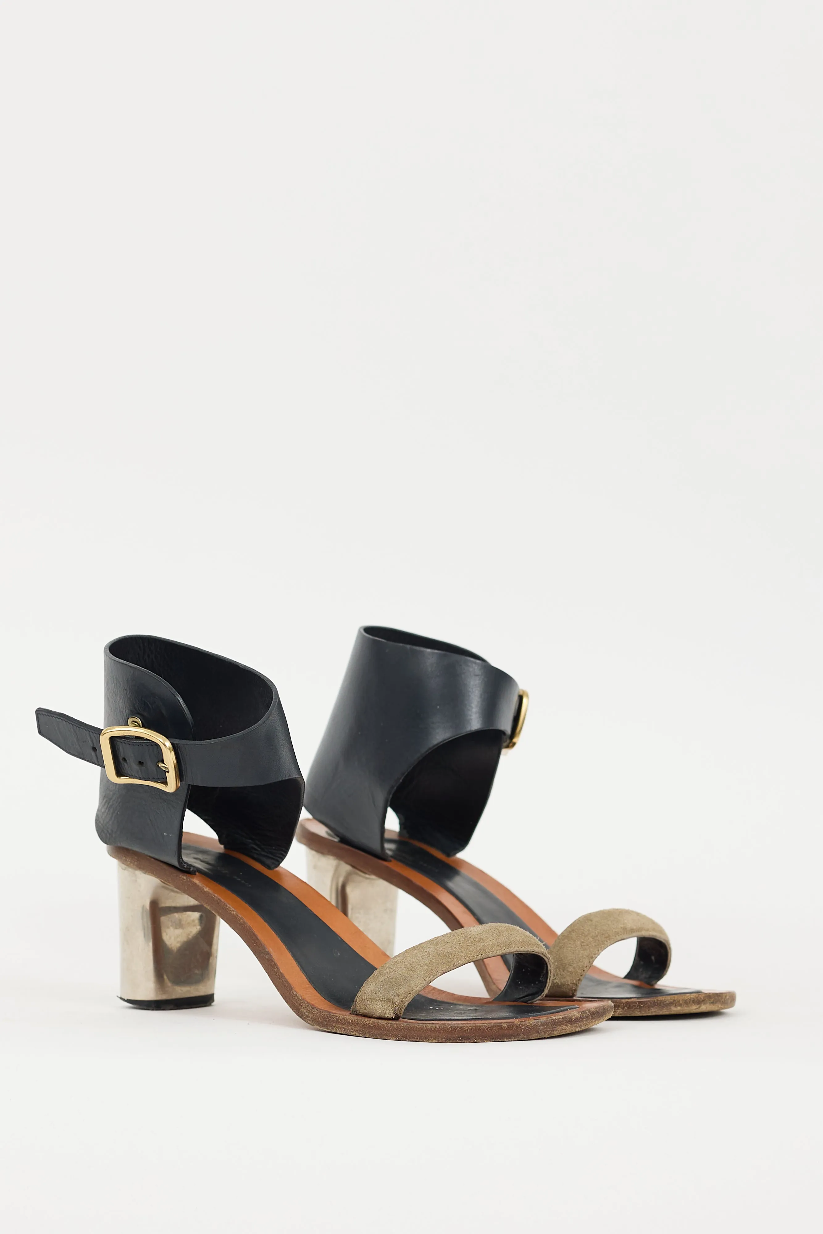 Brown & Black Buckle Heel