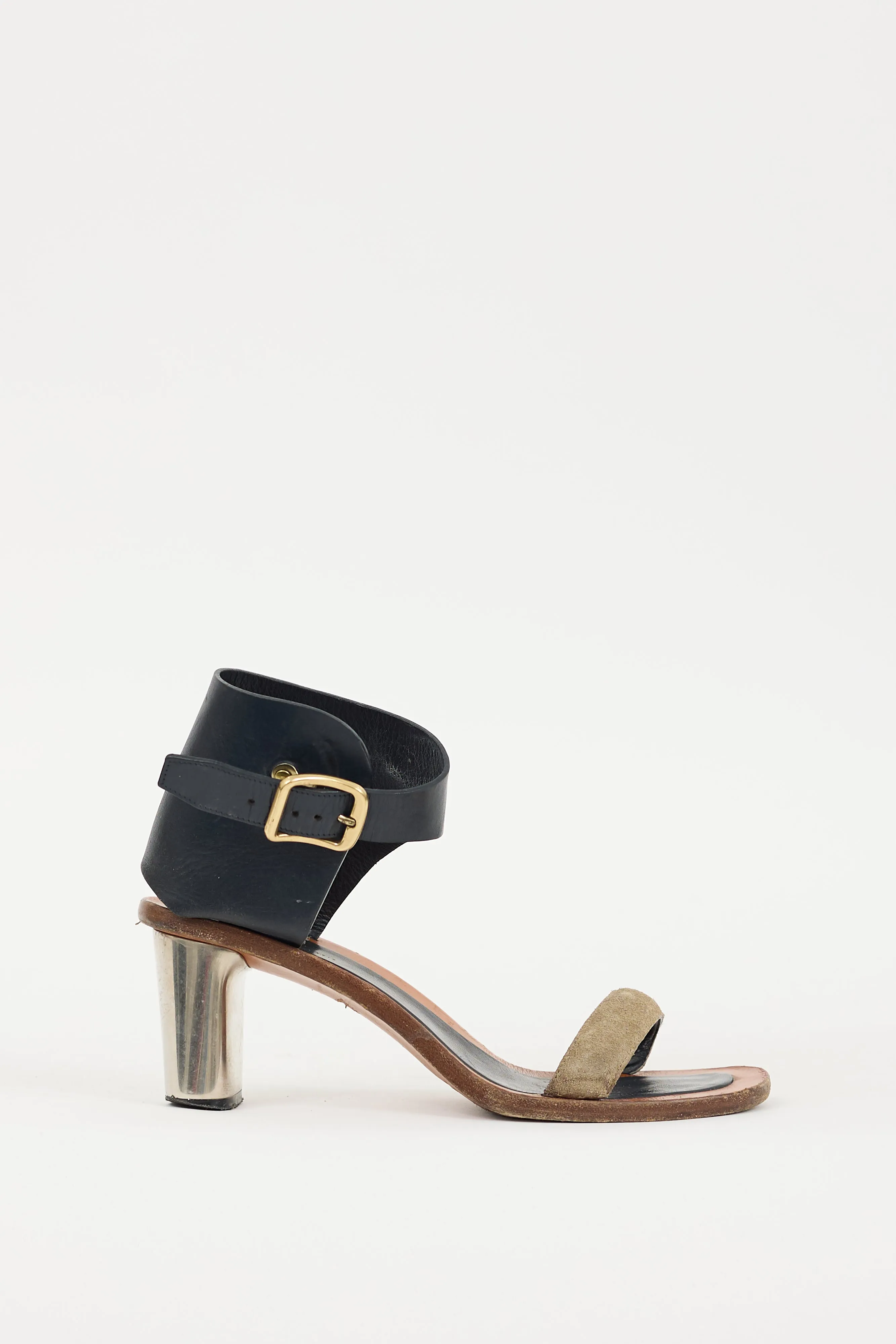 Brown & Black Buckle Heel