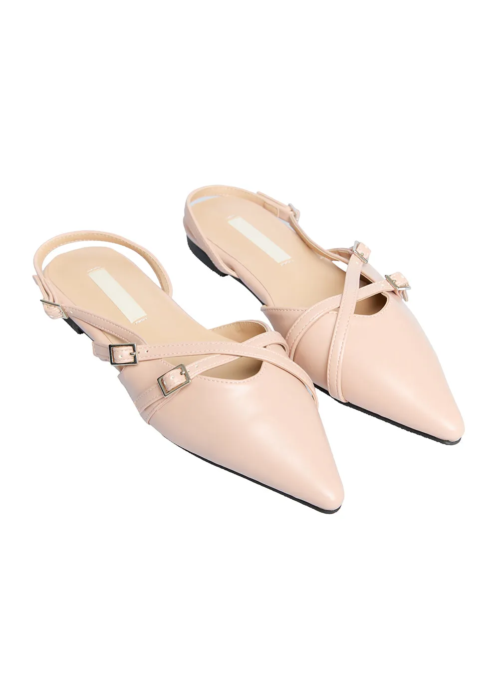 Buckle Faux-Leather Pointed-Toe Heels CF504