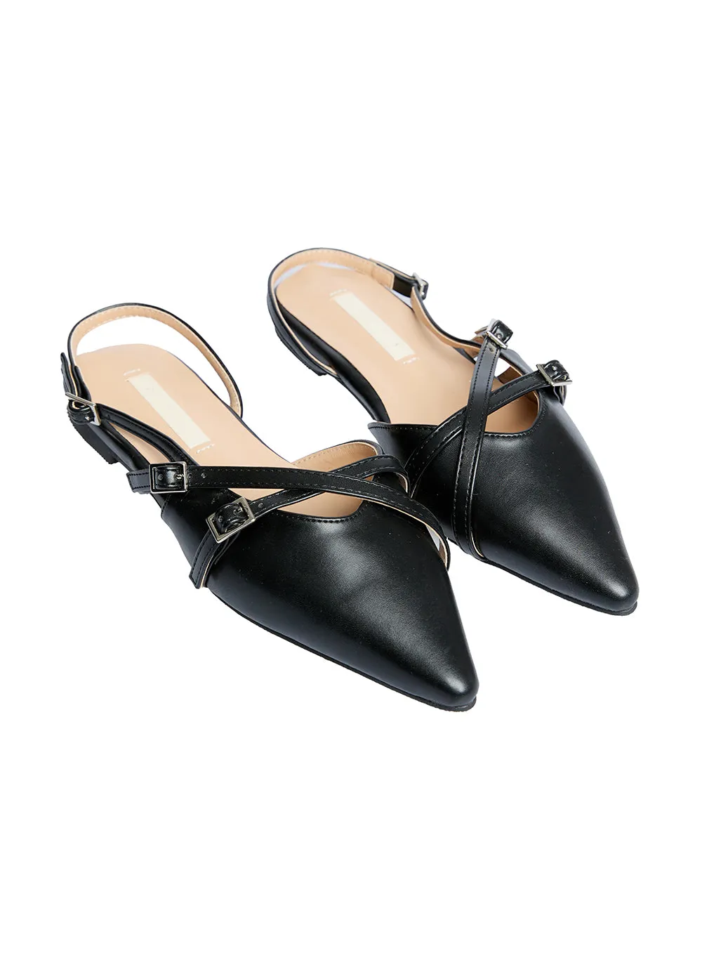 Buckle Faux-Leather Pointed-Toe Heels CF504