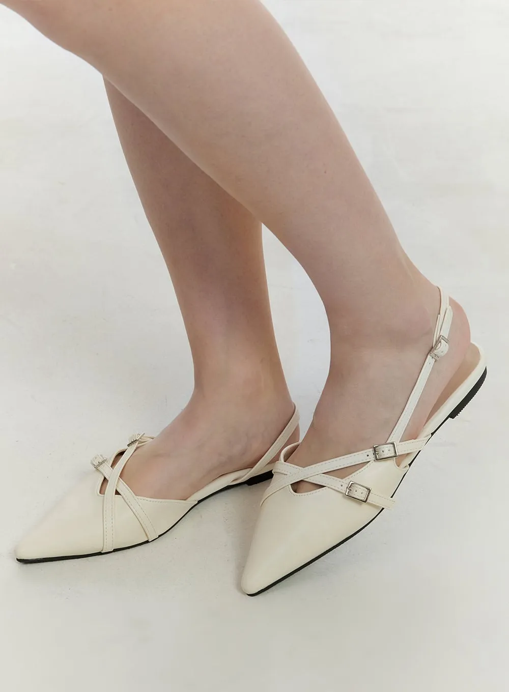 Buckle Faux-Leather Pointed-Toe Heels CF504