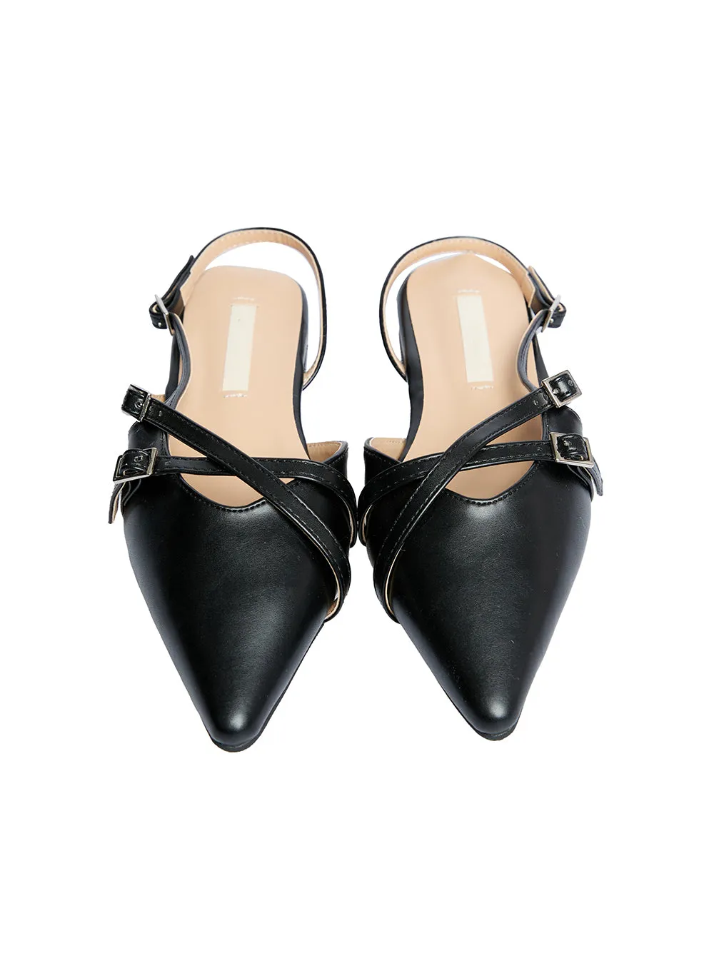 Buckle Faux-Leather Pointed-Toe Heels CF504