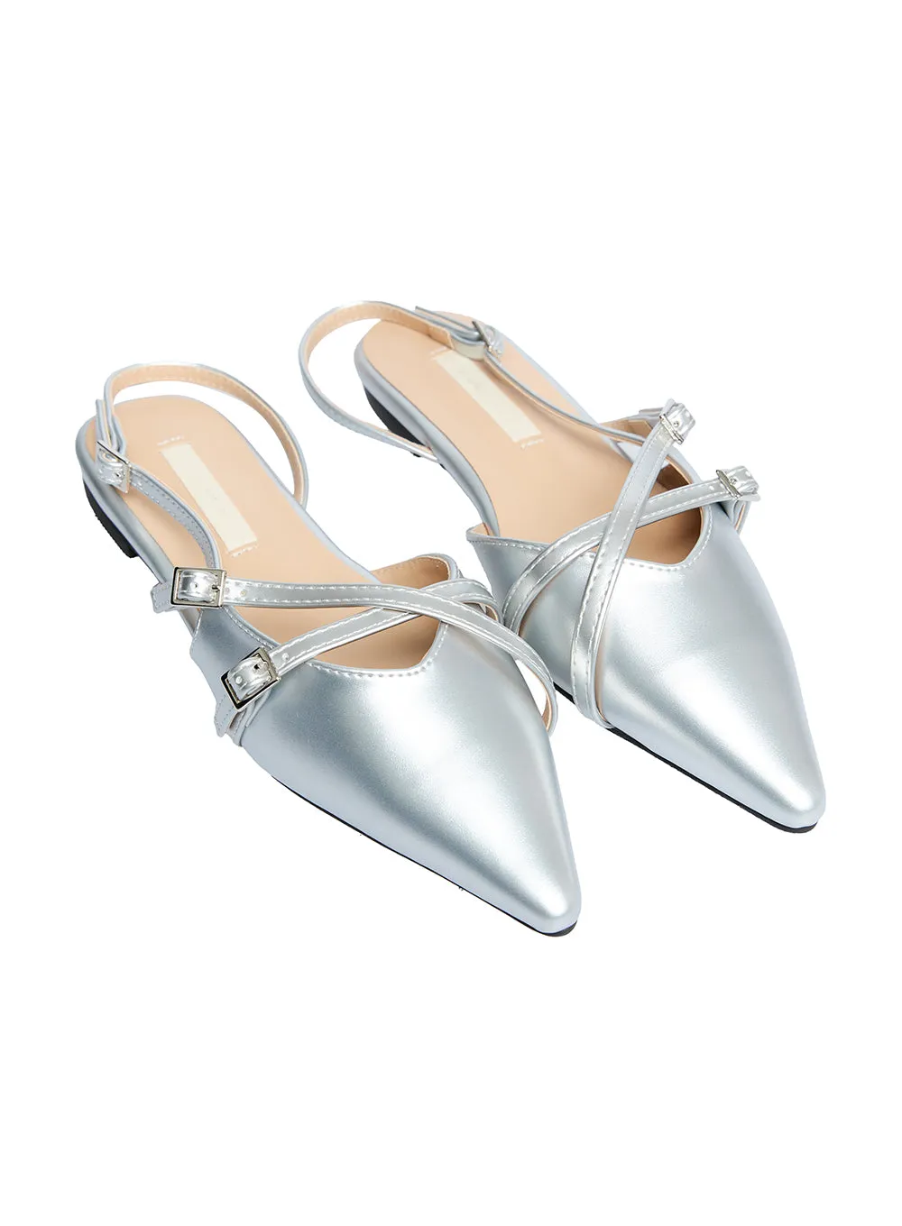 Buckle Faux-Leather Pointed-Toe Heels CF504