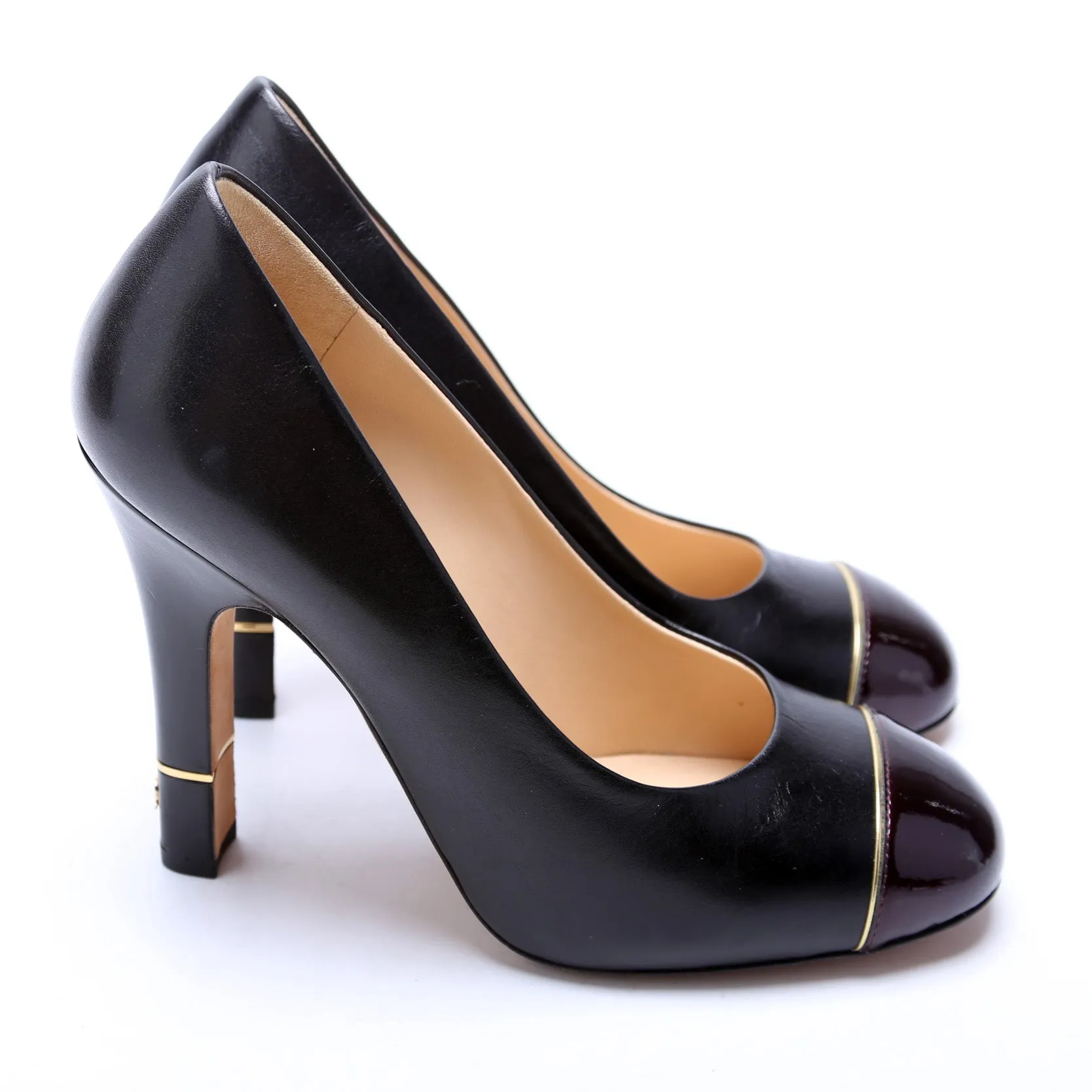Cap Toe Leather Pumps Size 37