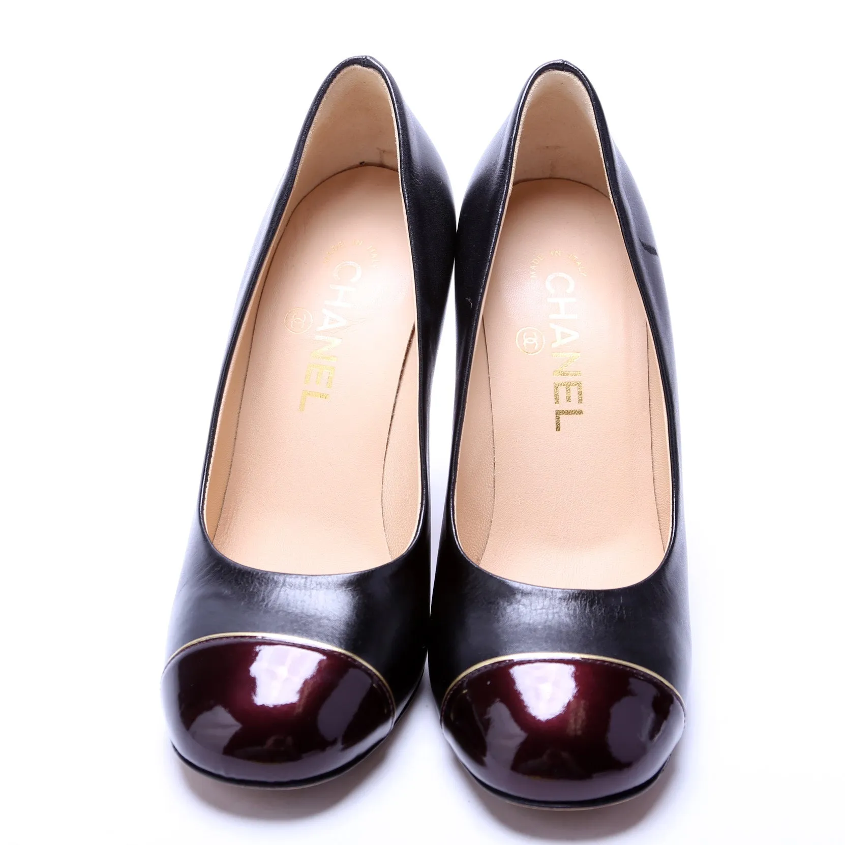 Cap Toe Leather Pumps Size 37