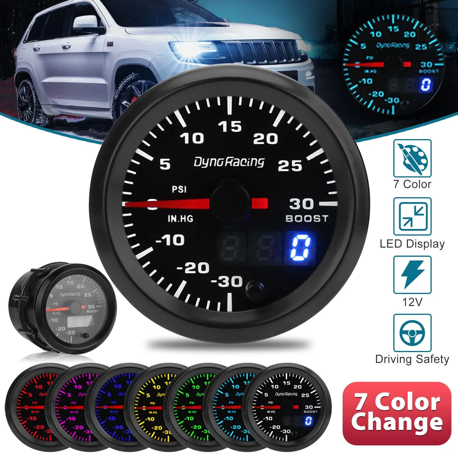 Car Turbo-boost Meter Psi Pressure Gauge 2-inch 52mm Pointer