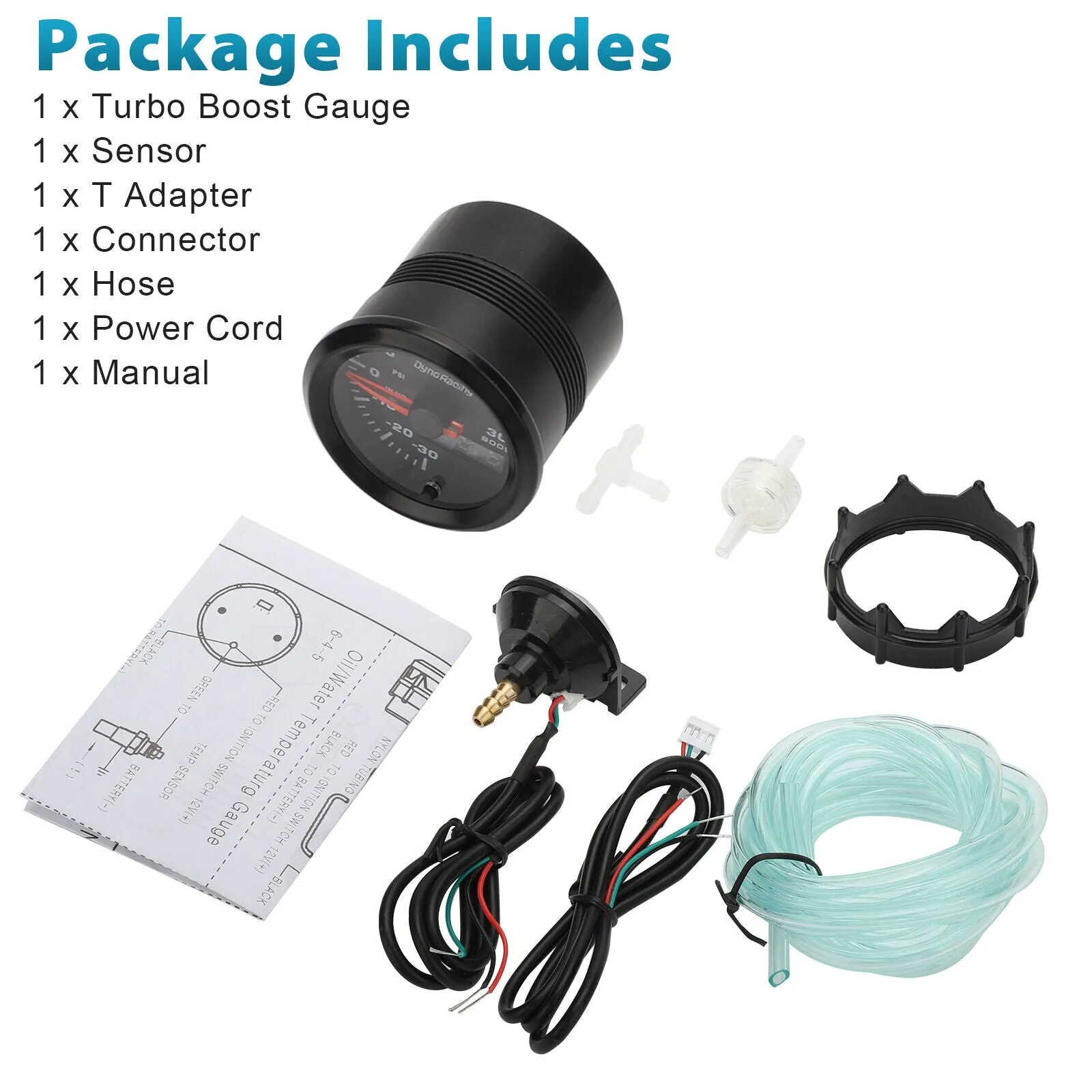 Car Turbo-boost Meter Psi Pressure Gauge 2-inch 52mm Pointer