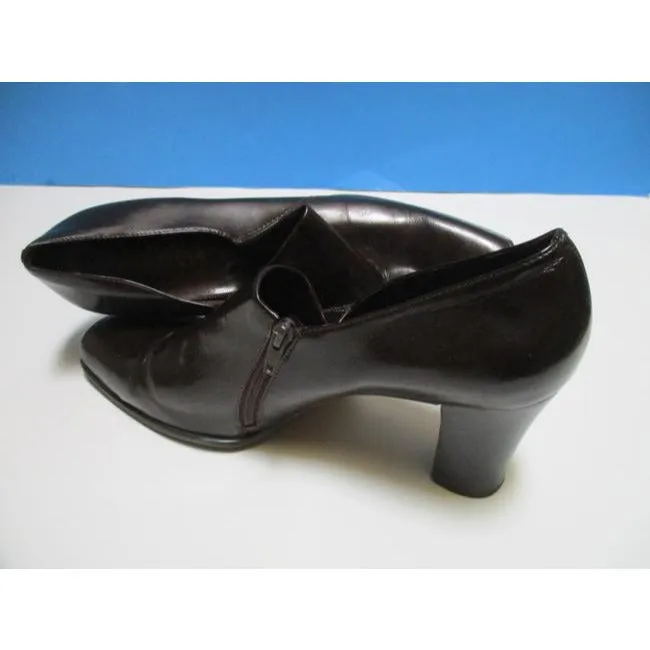 Franco Sarto Brown Chestnut Square Toe Zip Pumps Size Us