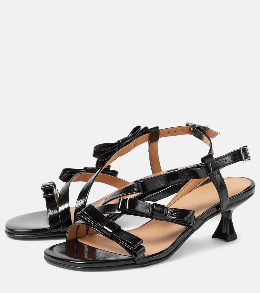 Ganni Bow-detail leather sandals