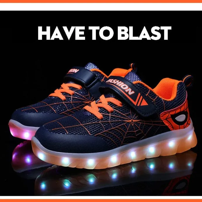Green Pink Usb New Charging Basket Led Children Shoes | Kids Luminous Sneakers