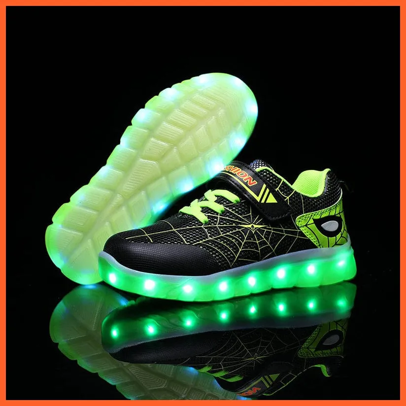 Green Pink Usb New Charging Basket Led Children Shoes | Kids Luminous Sneakers