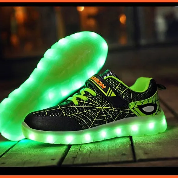Green Pink Usb New Charging Basket Led Children Shoes | Kids Luminous Sneakers