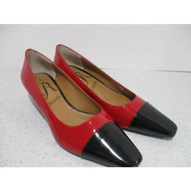 J Renee Red And Black Jipsy Stunning Patent Squared Pumps Size Us