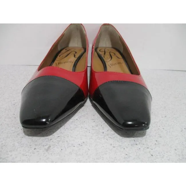 J Renee Red And Black Jipsy Stunning Patent Squared Pumps Size Us