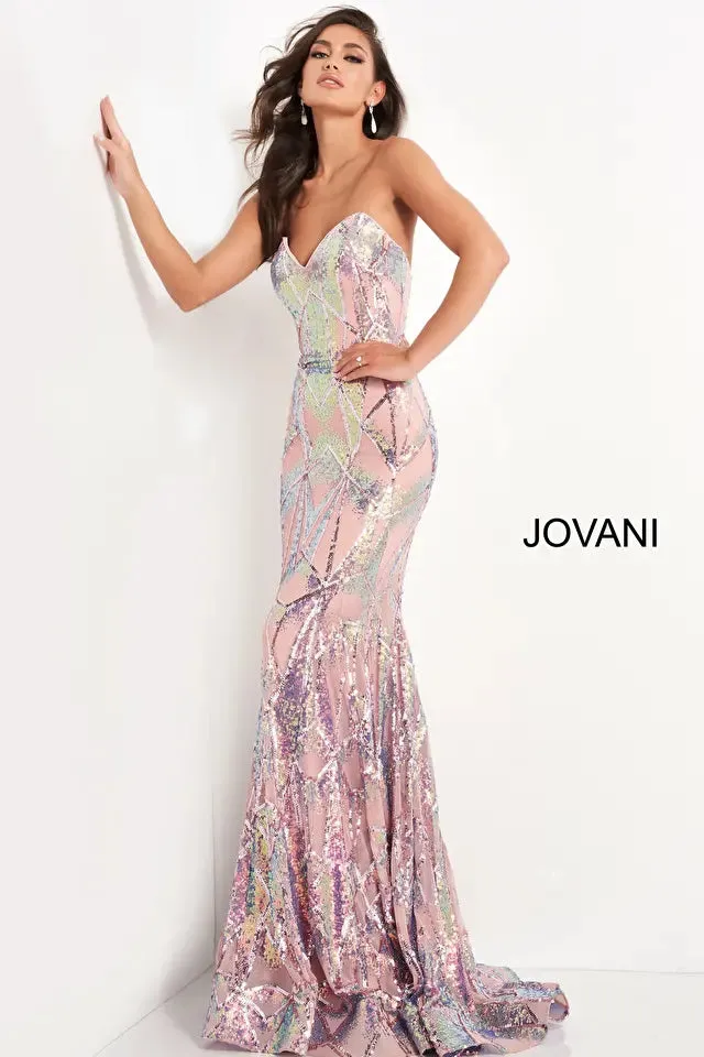 Jovani 05100 Embellished Strapless Sequin Dress - Special Occasion/Curves