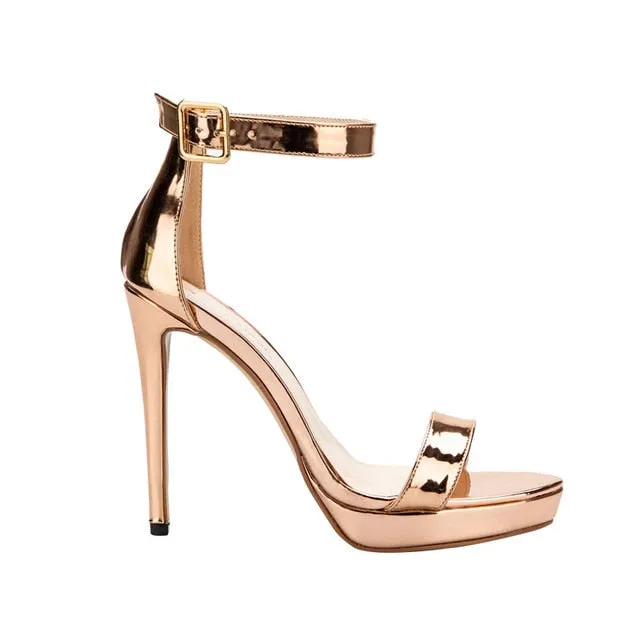 LALA IKAI Femmes Sandales Sexy À Talons Hauts Élégant Flock Plate Boucle Strap Sangle Ouvert Toe Pumps Parti Chaussures De Mariage Chaussures 014C1339 -49