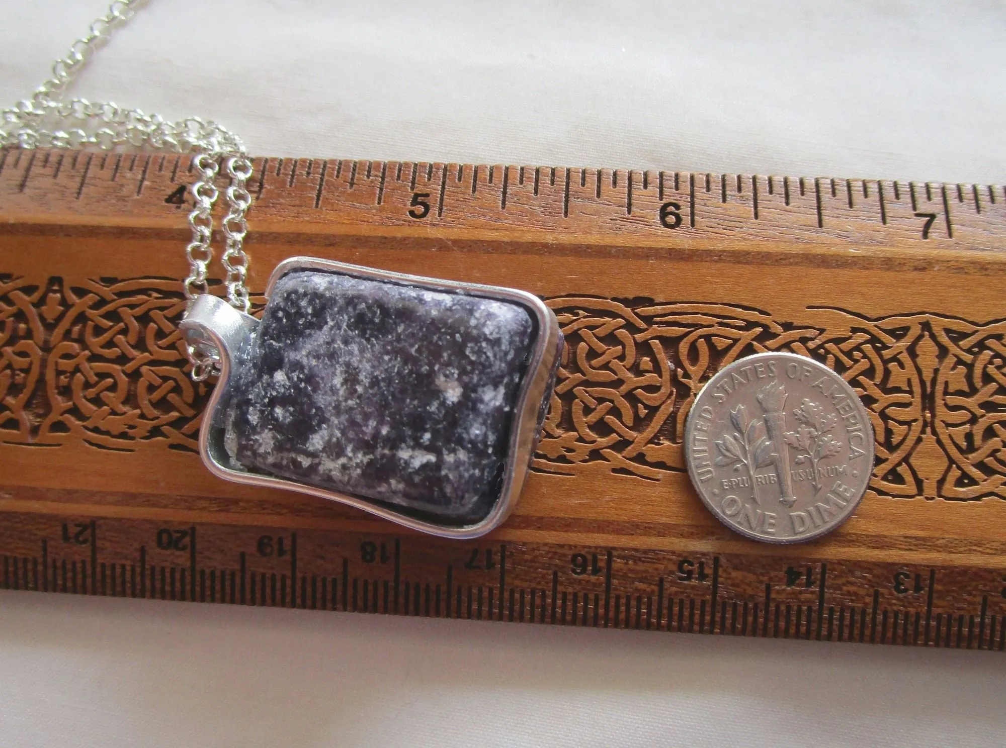 Lepidolite Natural Polished Gemstone Pendant Necklace