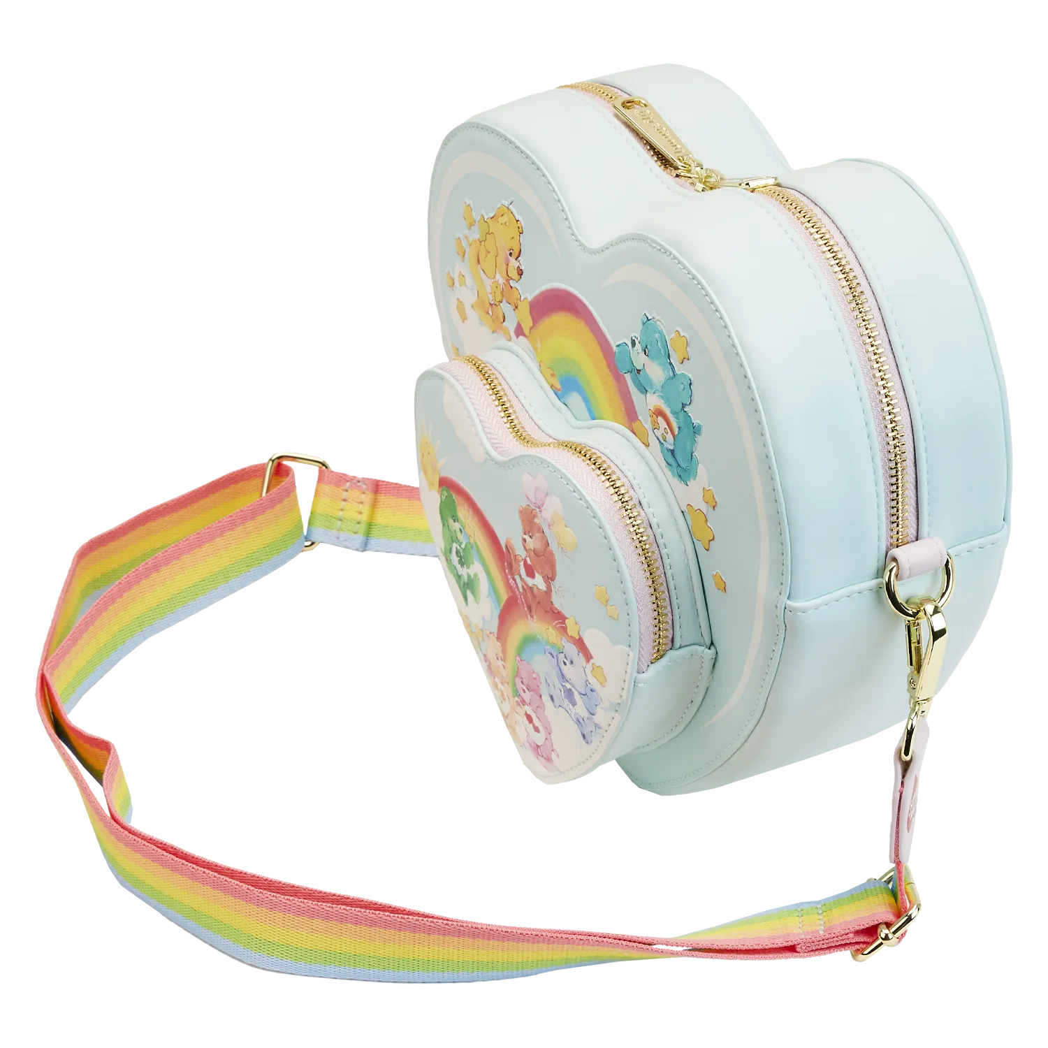 Loungefly x Care Bears Heart Cloud Party Rainbow Glow In The Dark Crossbody Bag