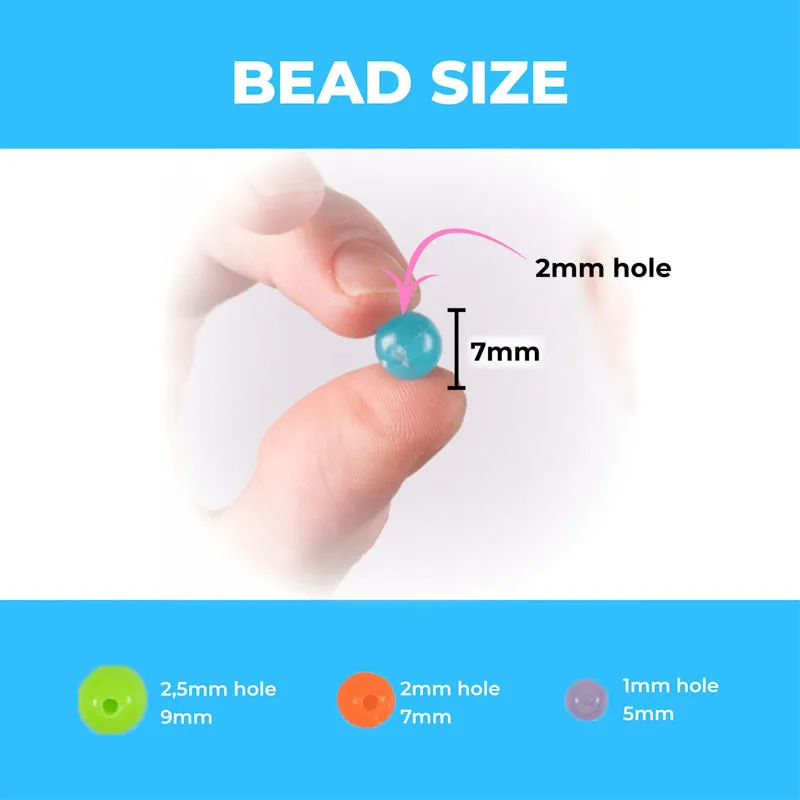 Multicolor Glow-In-The-Dark Round Beads - 3 Size Options | 500g