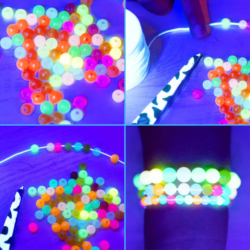 Multicolor Glow-In-The-Dark Round Beads - 3 Size Options | 500g