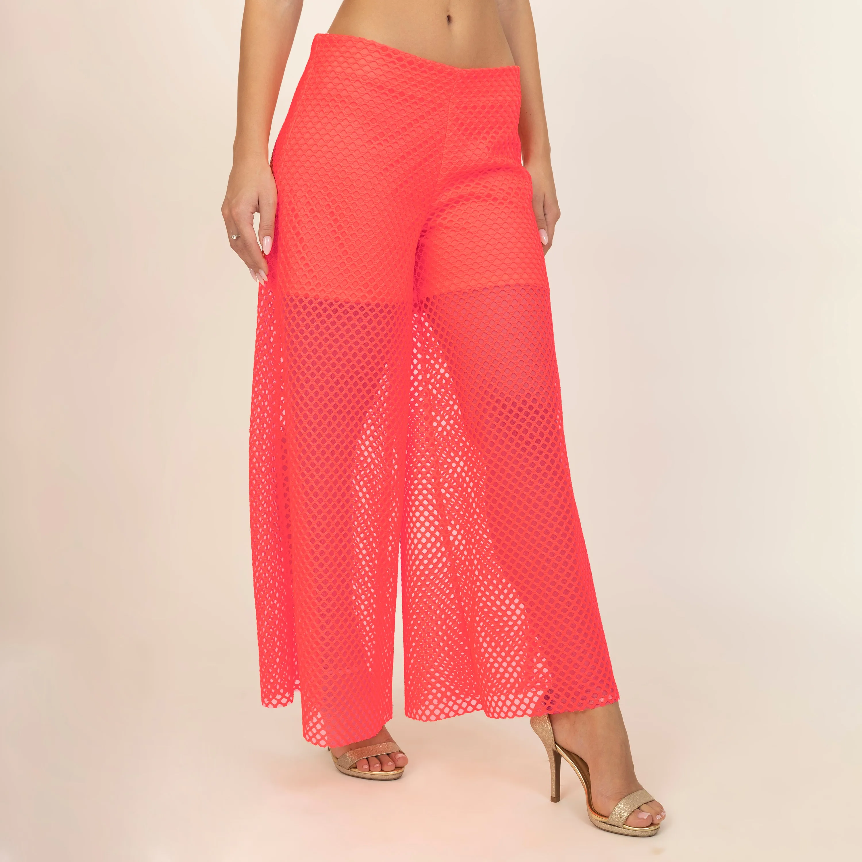 Neon Mesh Net Flared Palazzo