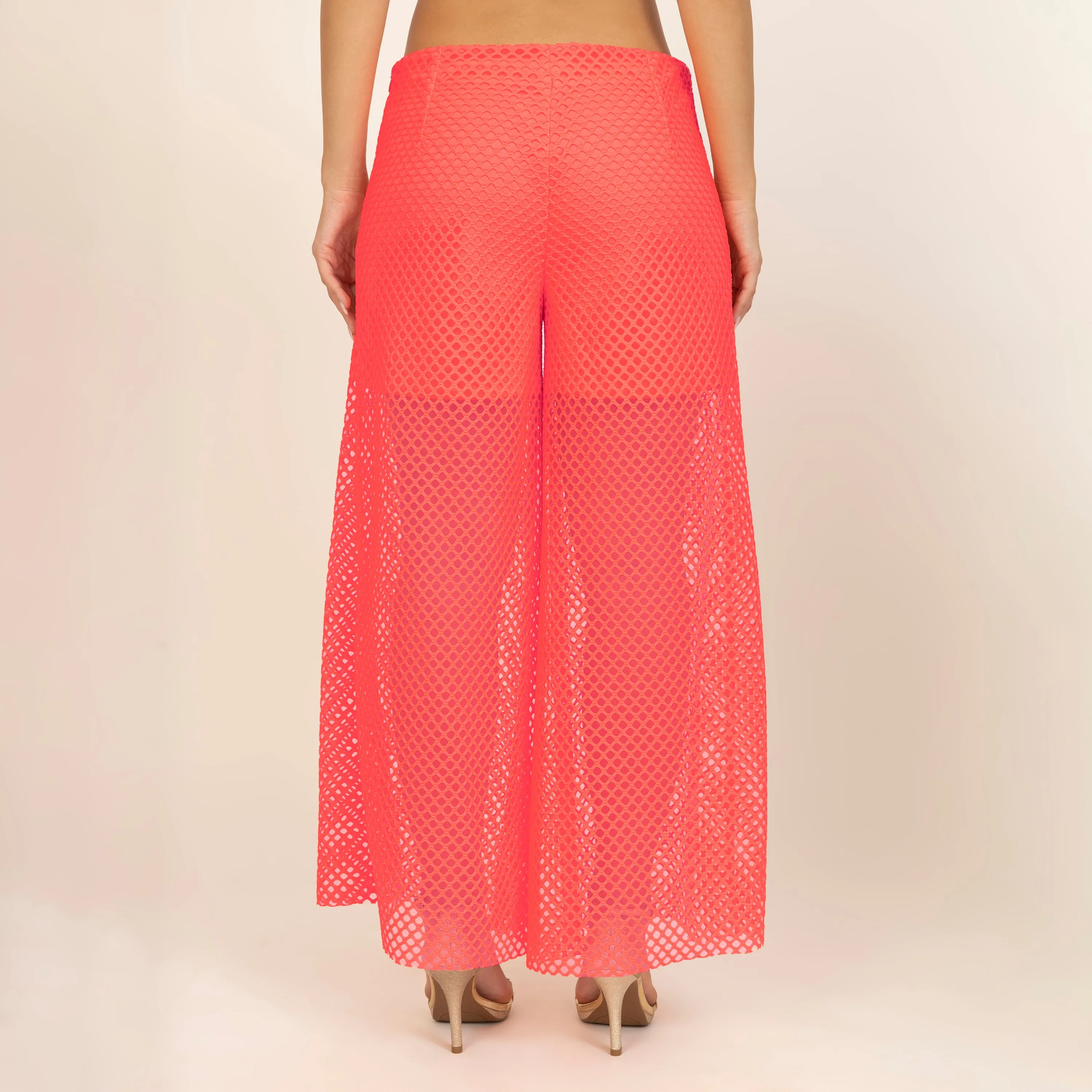 Neon Mesh Net Flared Palazzo