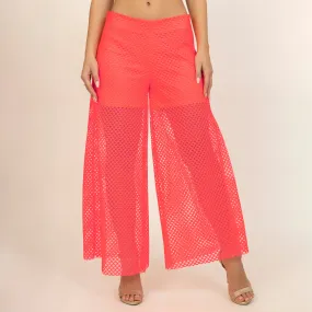 Neon Mesh Net Flared Palazzo