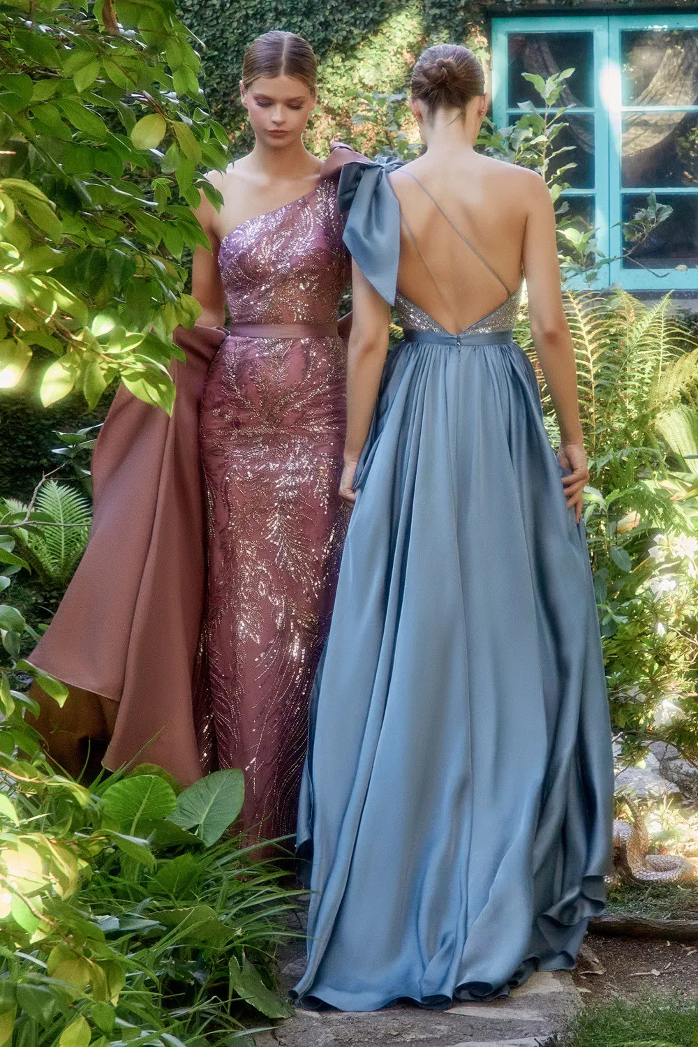 One Shoulder with Satin Skirt Gown by Andrea & Leo Couture A1161 Penelope Gown - Special Occasion
