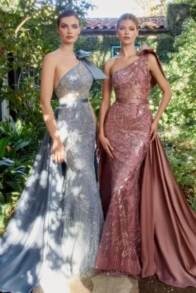 One Shoulder with Satin Skirt Gown by Andrea & Leo Couture A1161 Penelope Gown - Special Occasion