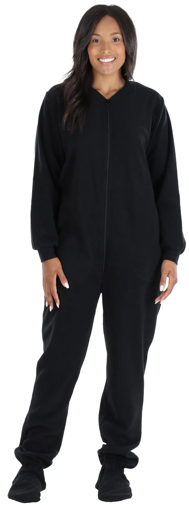 PajamaMania Women’s Fleece Footed Solid Color Onesie Pajamas Jumpsuit