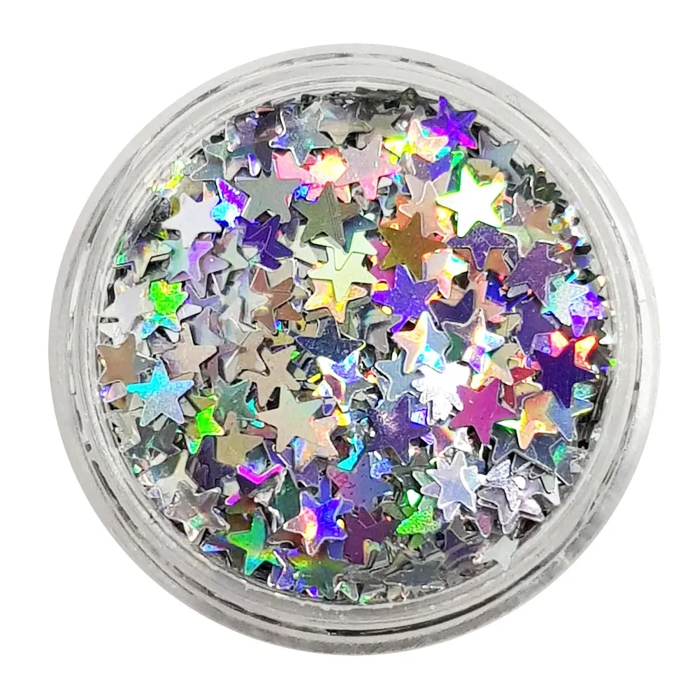 Silver Glitter Stars (Holographic Glitter Stars) - Silver Spectrum